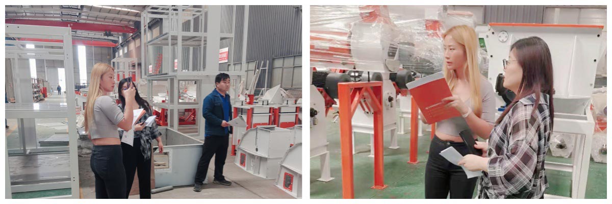 Colombian customers come to our factory to inspect the feed production machines