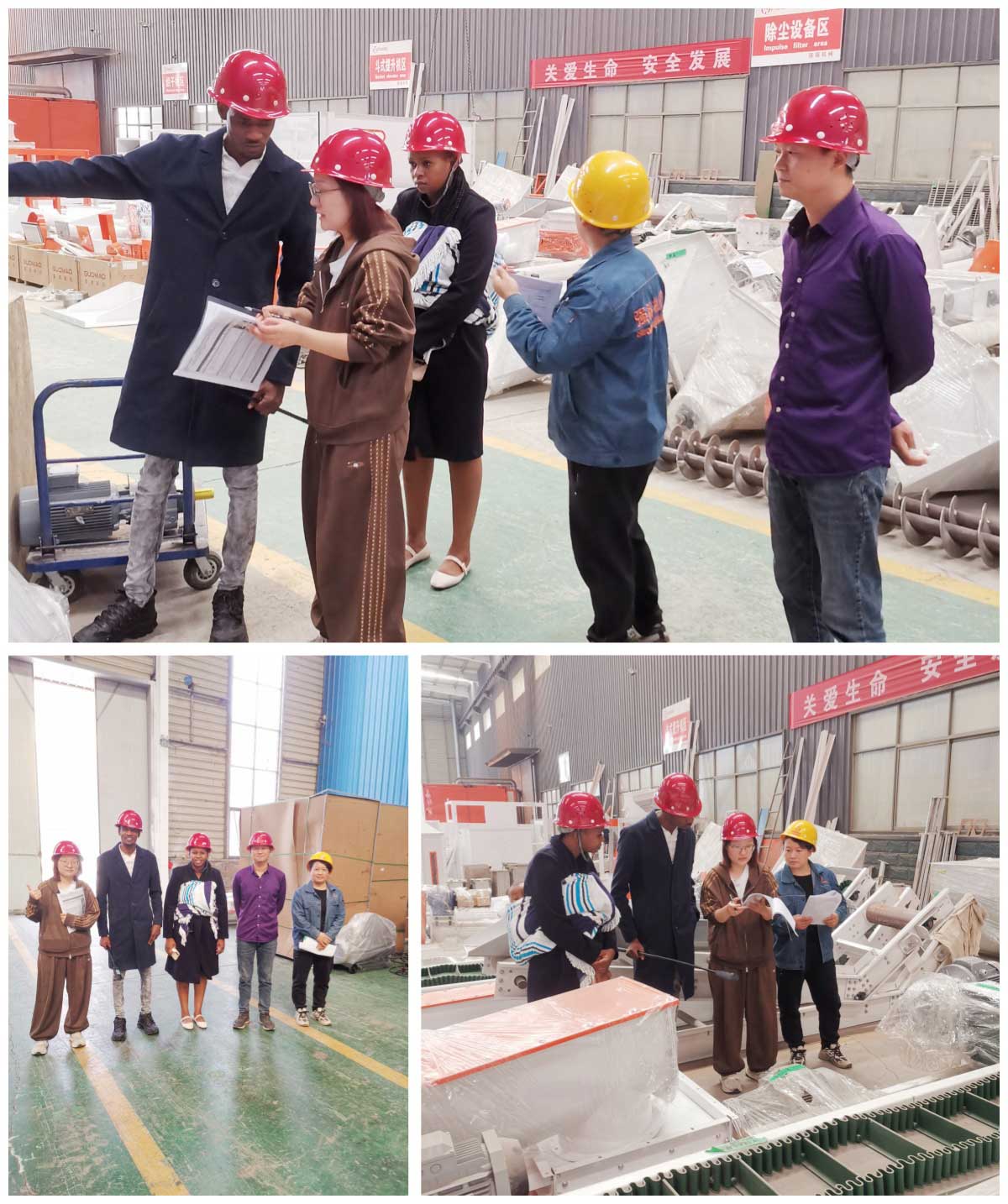 Customers from Zimbabwe come to our factory to inspect the feed machines